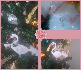 Glass Stork Christmas Decoration In White Glitter Rice DK